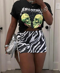 Out the way skull zebra skirt sets