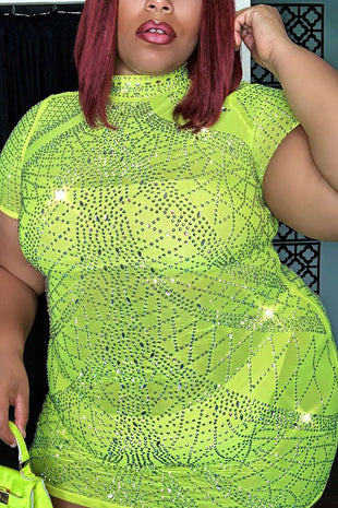 Watch Me Plus Size Rhinestone Dress