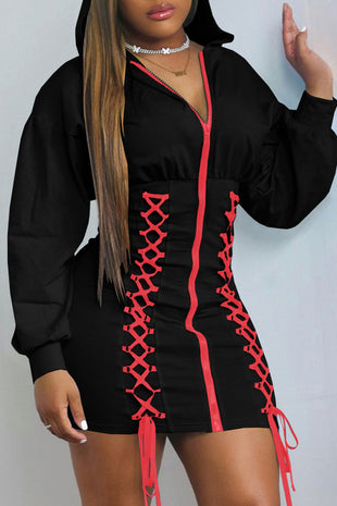 Catch me long sleeve hooded dress